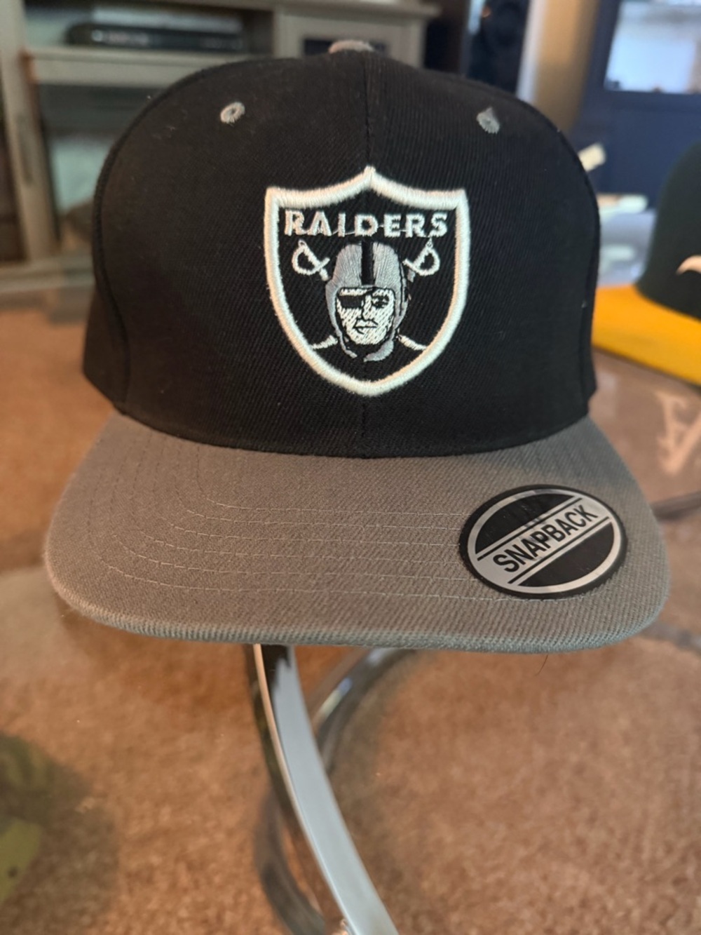 Raiders Black and Gray Snapback Hat